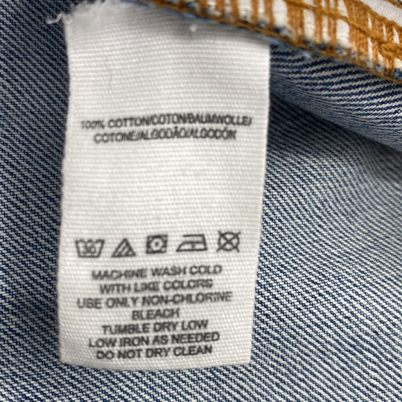 Free People Wild Rose Embroidered Denim Mini Skirt Studded Frayed Hem Size 25 - Picture 7 of 8